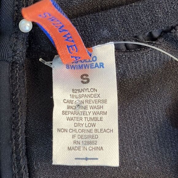 APOLLO Swim Top Small Black Fringe Strapless NWT - Picture 8 of 8